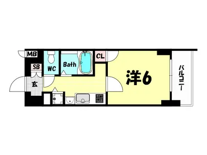 プレサンス三ノ宮駅前プライムタイム(1K/8階)の間取り写真