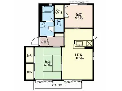 エトワール本野 G棟(2LDK/2階)の間取り写真