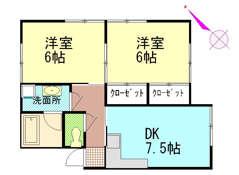 パルティール(2DK/1階)の間取り写真