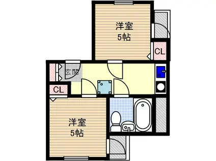 宮元町一番館(2K/1階)の間取り写真