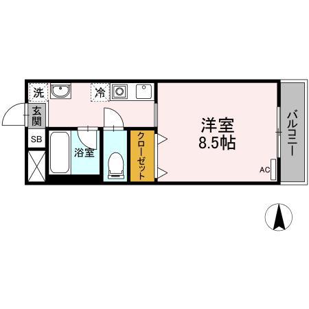 マメゾン三野(1K/3階)の間取り写真