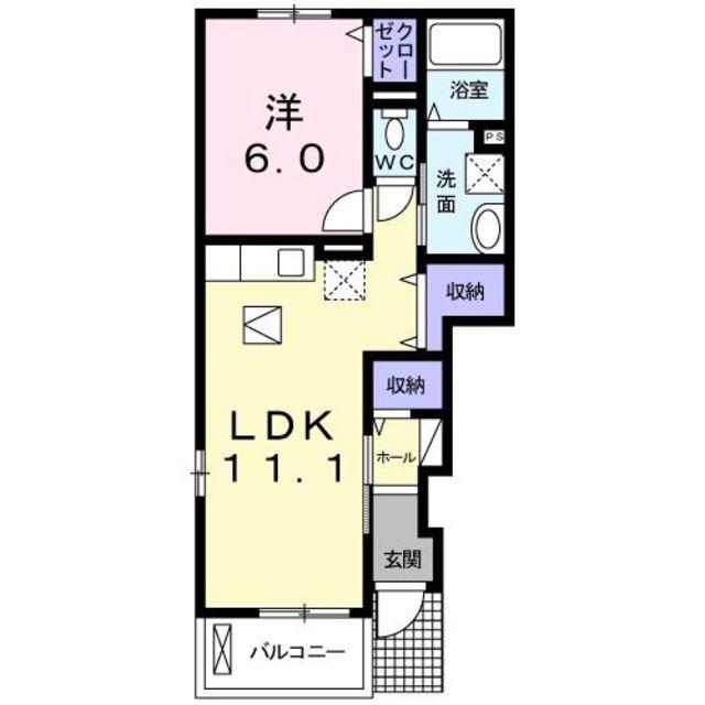 フルールI(1LDK/1階)の間取り写真
