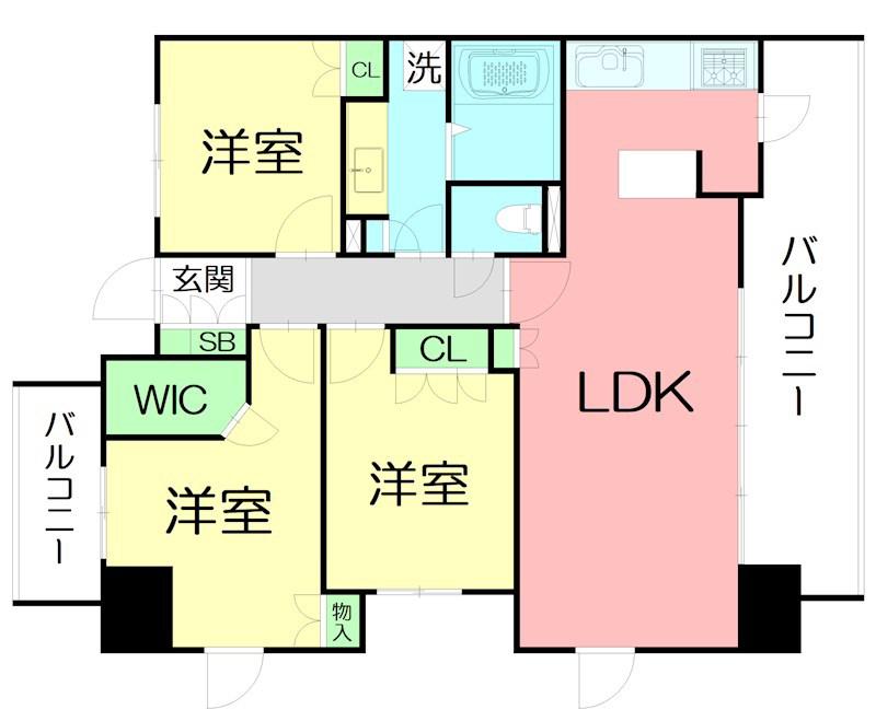 グランテム本厚木(3LDK/5階)の間取り写真