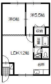 エーコーエミールたかす(2LDK/1階)の間取り写真
