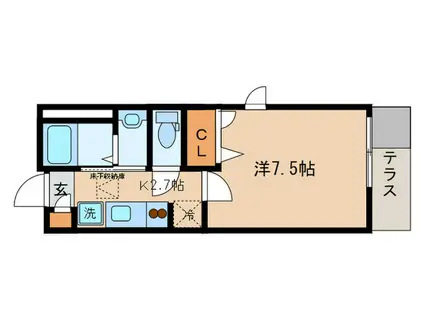 ブリリアント市ヶ谷(1K/1階)の間取り写真