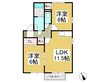 セジュール倉石(2LDK/2階)の間取り写真