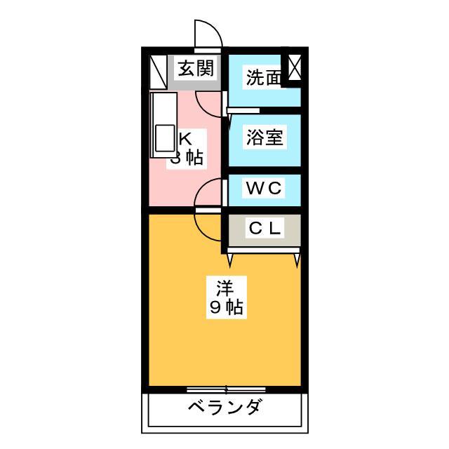 ハミング愛野(1K/1階)の間取り写真