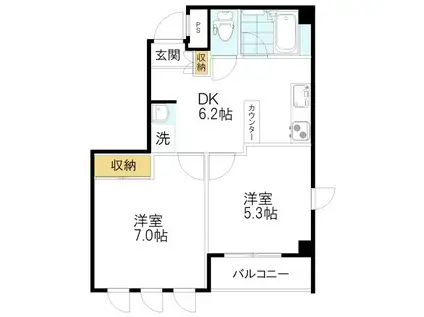 ベルコート井の頭(2DK/2階)の間取り写真