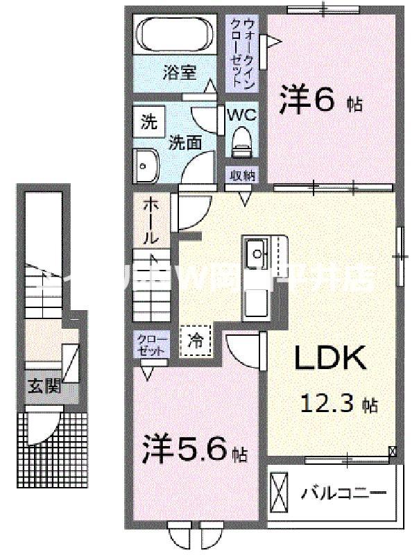 グリーン ローリエ(2LDK/2階)の間取り写真