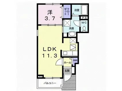 パストラーレ(1LDK/1階)の間取り写真