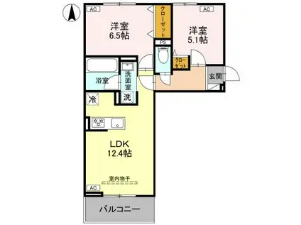 LA MAISON天川原一丁目(2LDK/2階)の間取り写真