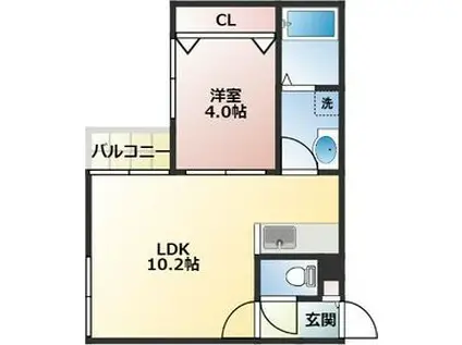 ヴィラ・デ・グラシア(1LDK/2階)の間取り写真