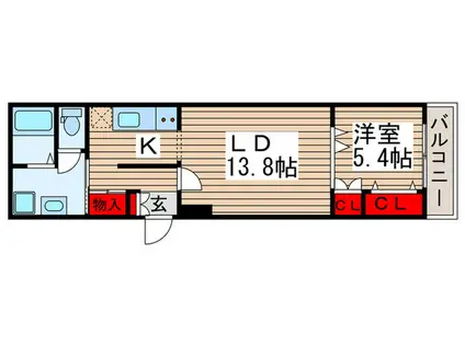 CIEL天王台(1LDK/1階)の間取り写真