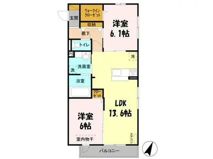 GRANDIR(2LDK/3階)の間取り写真