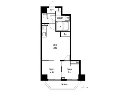 アーバンパーク入谷(2LDK/9階)の間取り写真