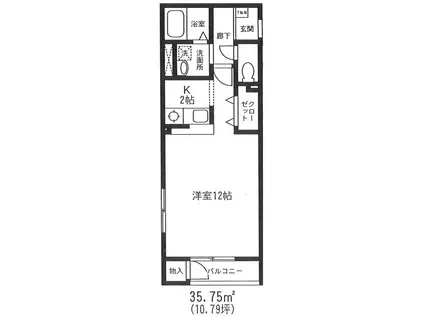 ラフィーネ泉中央(1K/1階)の間取り写真