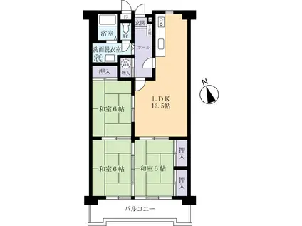 キャッスルマンション神立305号(3LDK/3階)の間取り写真