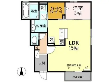 エーリ アルベロ(1LDK/1階)の間取り写真