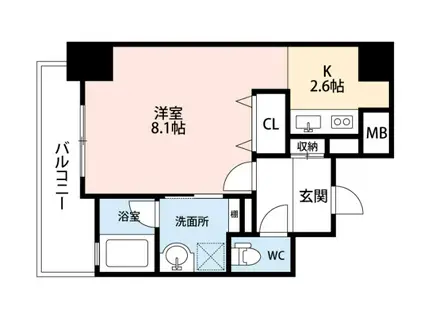 ラルステージ十日市(ワンルーム/12階)の間取り写真