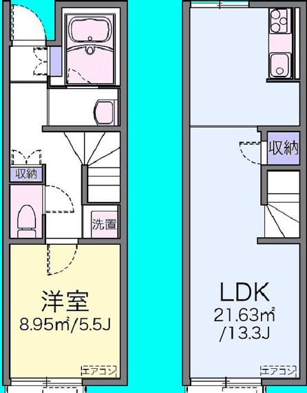 じんぼはら駅南(1LDK/1階)の間取り写真