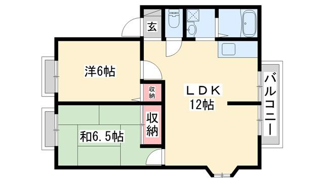 サンビレッジA棟(2LDK/2階)の間取り写真
