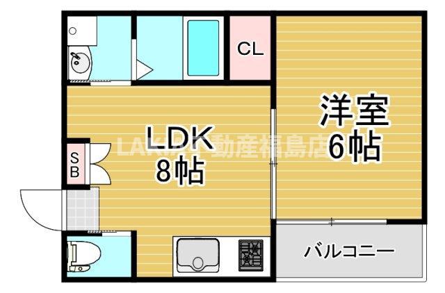 LUXE野田(1LDK/1階)の間取り写真