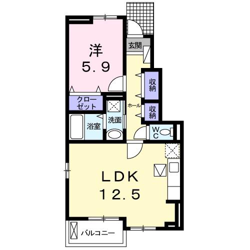 ラ エスペランサ(1LDK/1階)の間取り写真