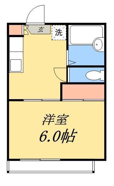 さくらパークB棟(1K/2階)の間取り写真