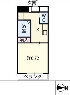 HILLS I(1K/4階)の間取り写真