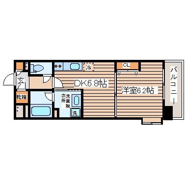 リージア勾当台公園(1DK/8階)の間取り写真