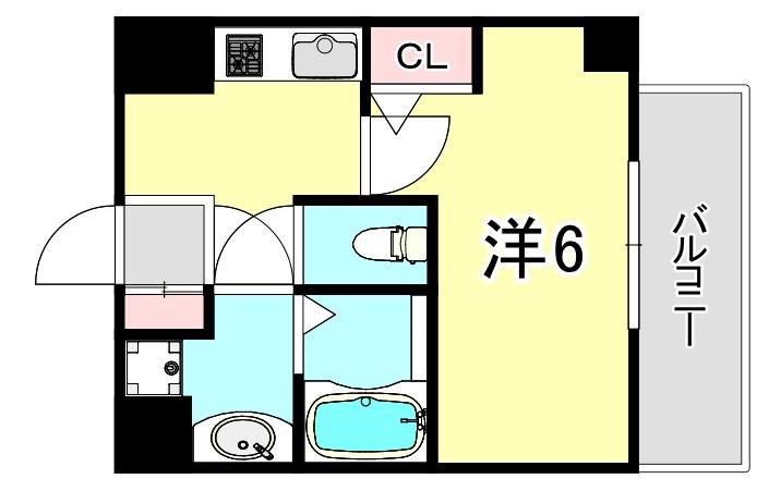 神戸国香通FUTUR(1K/2階)の間取り写真