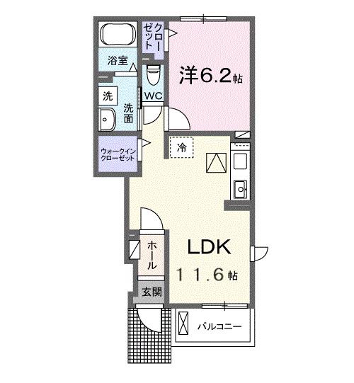 ドルミオークスIII(1LDK/1階)の間取り写真