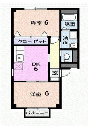 サンシャインA(2DK/2階)の間取り写真