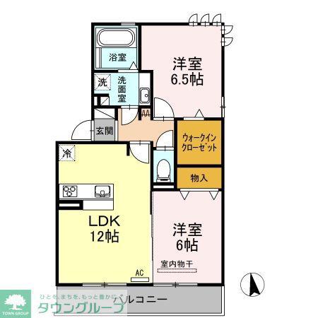 ハロウェル D棟(2LDK/1階)の間取り写真