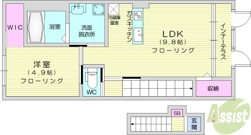 リバティコート H&MⅢ(1LDK/2階)の間取り写真