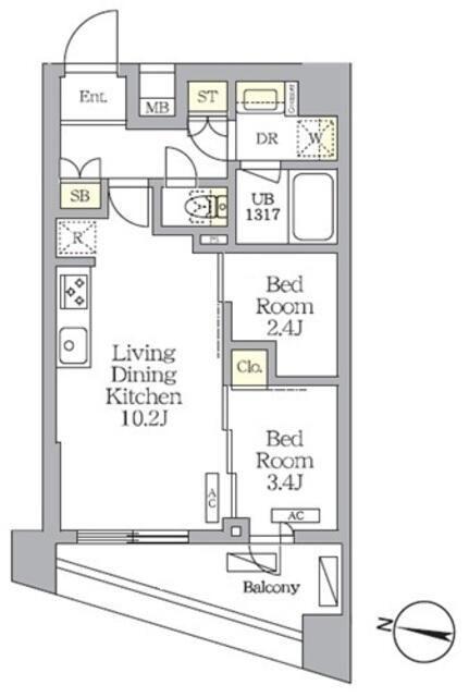 NOGATA RESIDENCE(2LDK/1階)の間取り写真