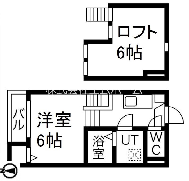 ドエル神野(1K/2階)の間取り写真