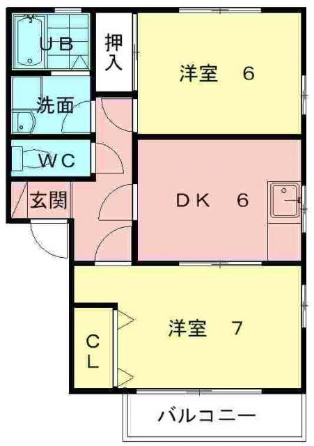 エクセル A(2DK/2階)の間取り写真