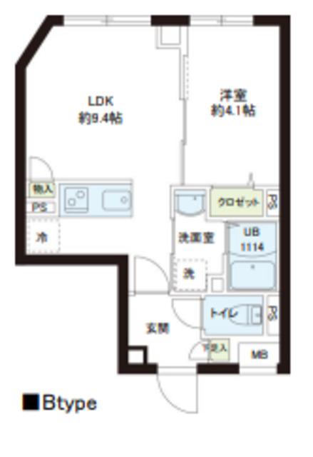 レピュア小石川レジデンス(1LDK/4階)の間取り写真