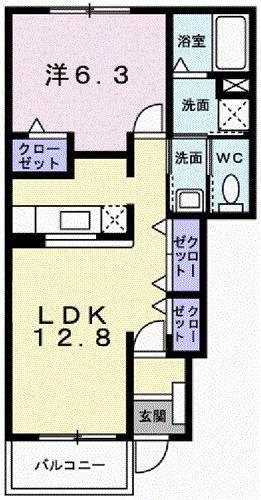 セントポーリアII(1LDK/1階)の間取り写真