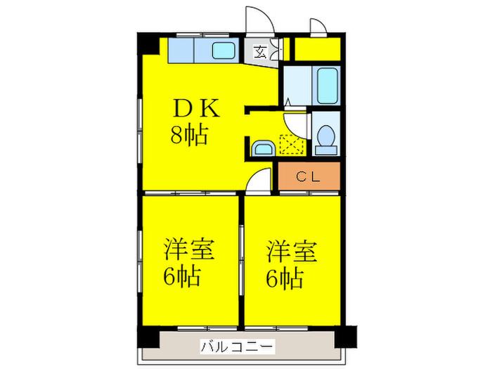 ぴゅあ大谷(2DK/3階)の間取り写真
