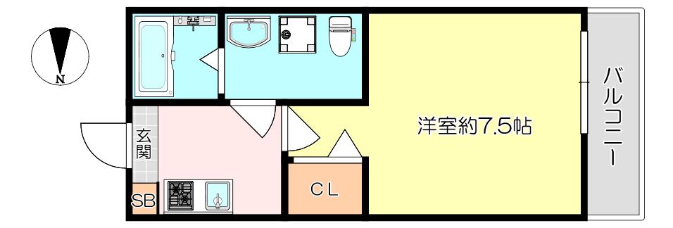 SHOWDO 園田(1K/1階)の間取り写真