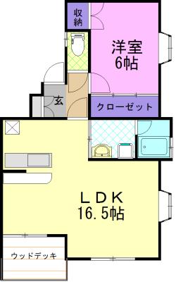 エスポワールE(1LDK/1階)の間取り写真
