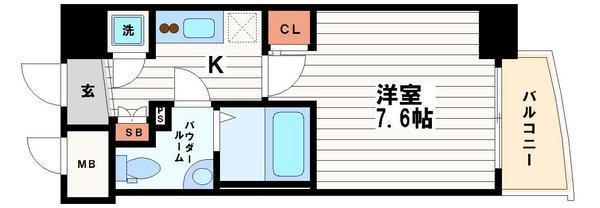 ラシュレエグゼ本町(1K/14階)の間取り写真