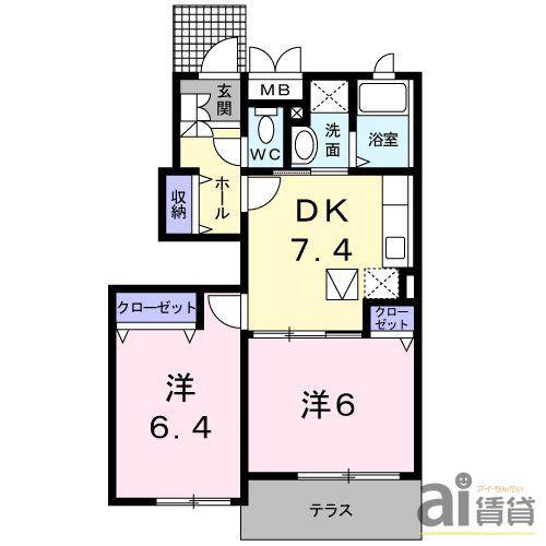 HONESTY・YOU II(2DK/1階)の間取り写真