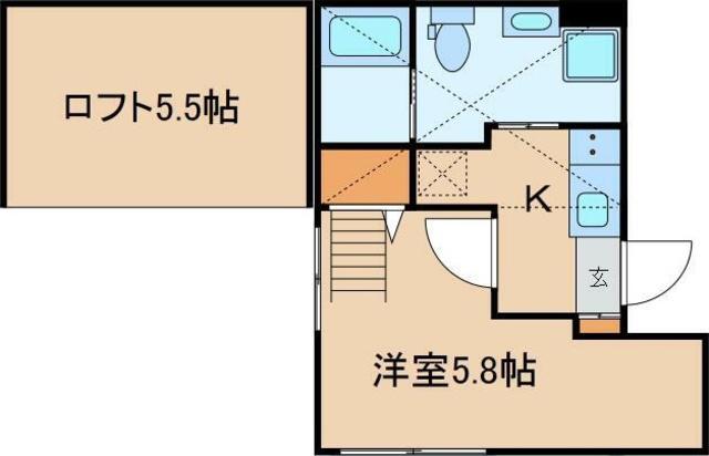 クラヴィール上野田原町(1K/5階)の間取り写真