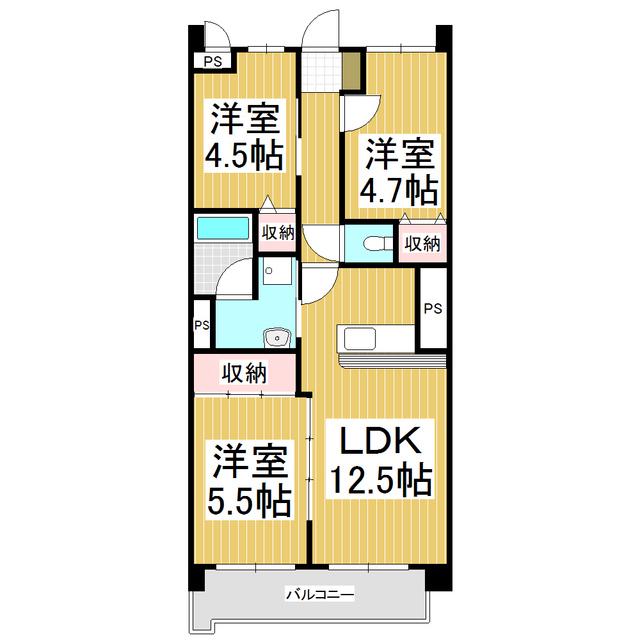 セントラル稲丘(3LDK/3階)の間取り写真