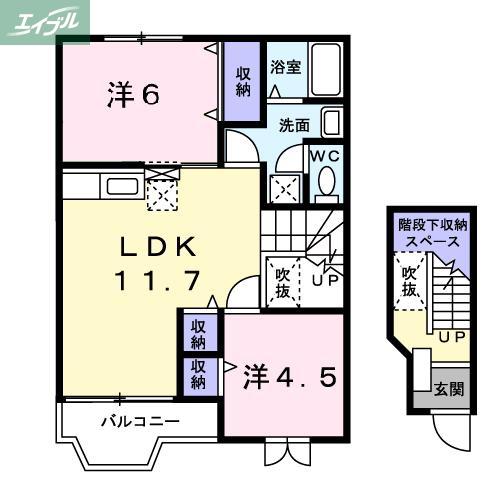 ライフ21(2LDK/2階)の間取り写真