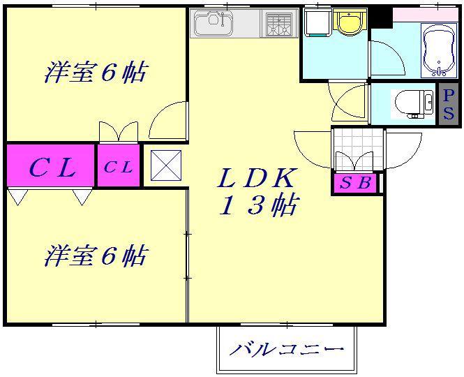 アクアステート(2LDK/3階)の間取り写真