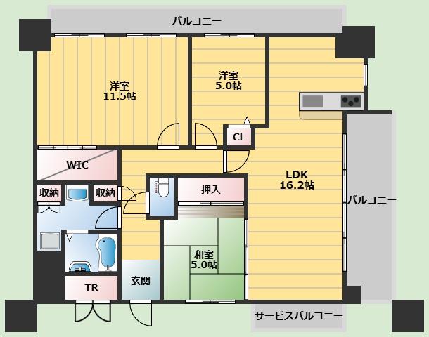 マストメゾン豊中(3LDK/12階)の間取り写真